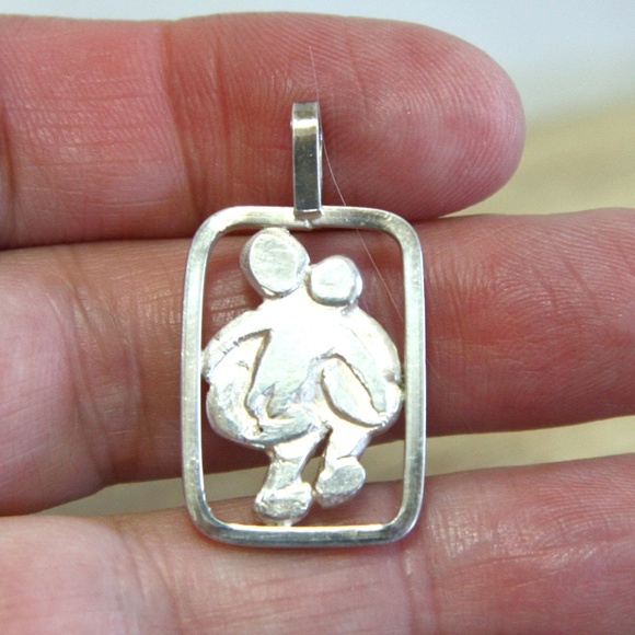 Mother Child Pendant Solid Sterling Silver , Mothers Day, New Baby Dad gift - Picture 7 of 7